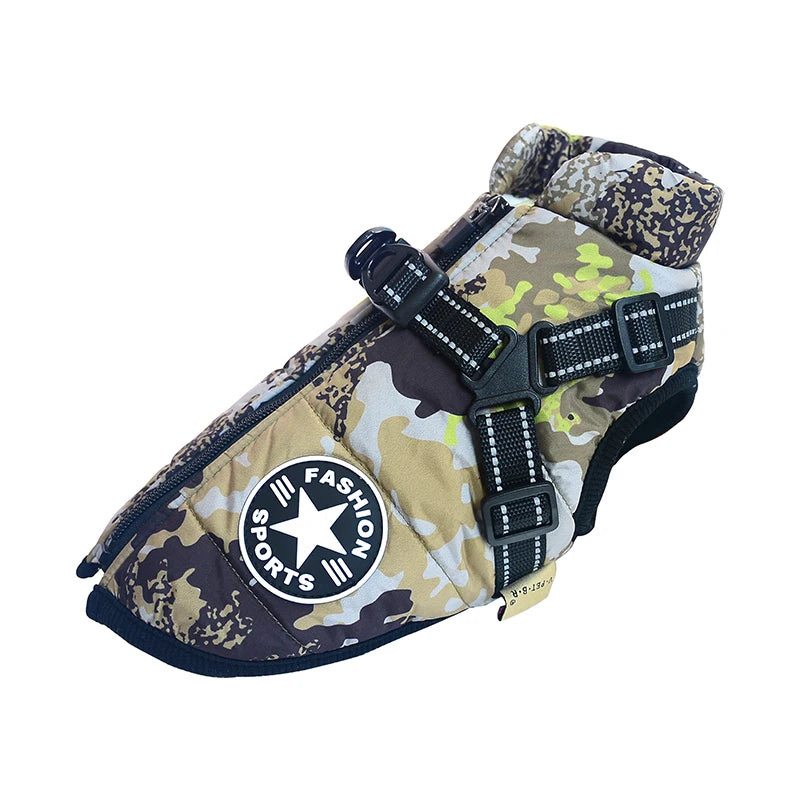 Warm Large Pet Dog Jacket with Harness ā Waterproof Winter Coat š¾