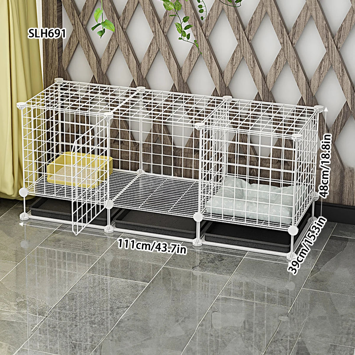 Indoor Dog Cage with Separate Toilet & Multi-Room Design