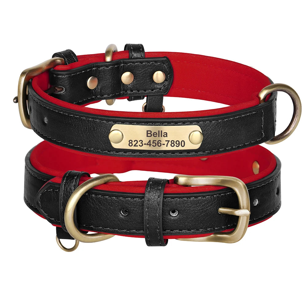 Personalised PU Leather Dog Collar – Free Engraving