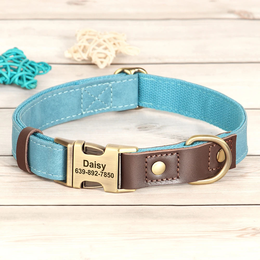 Custom PU Leather Dog Collar – Free Engraving & Adjustable Fit