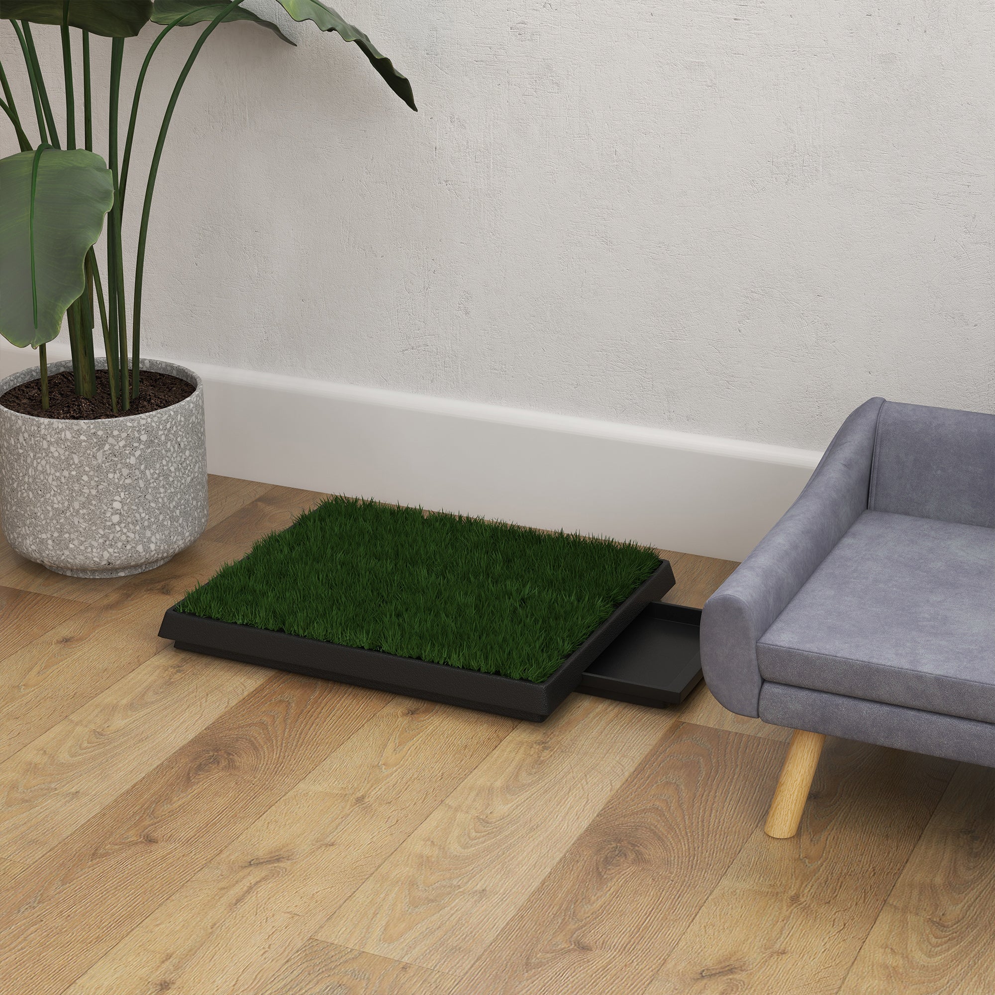 2-in-1 Large Dog Potty with Grass Turf & Tray | Indoor/Outdoor Training Pad
