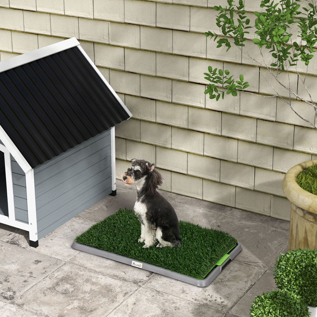 PawHut Dog Toilet with 2 Artificial Grass Pads, 67x41cm, Green