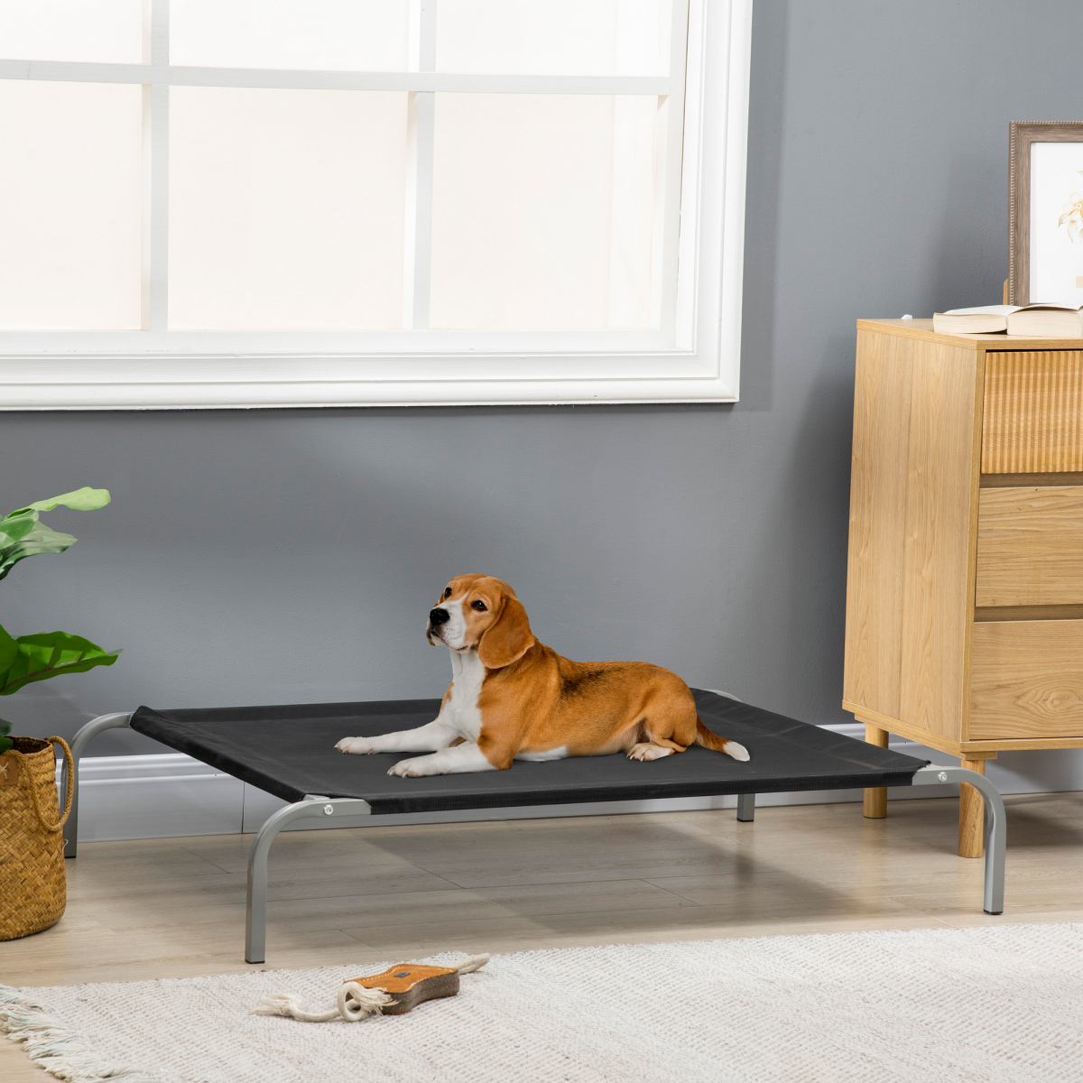 Pawhut Cooling Elevated Dog Bed with Non-Slip Pads for Large Dogs