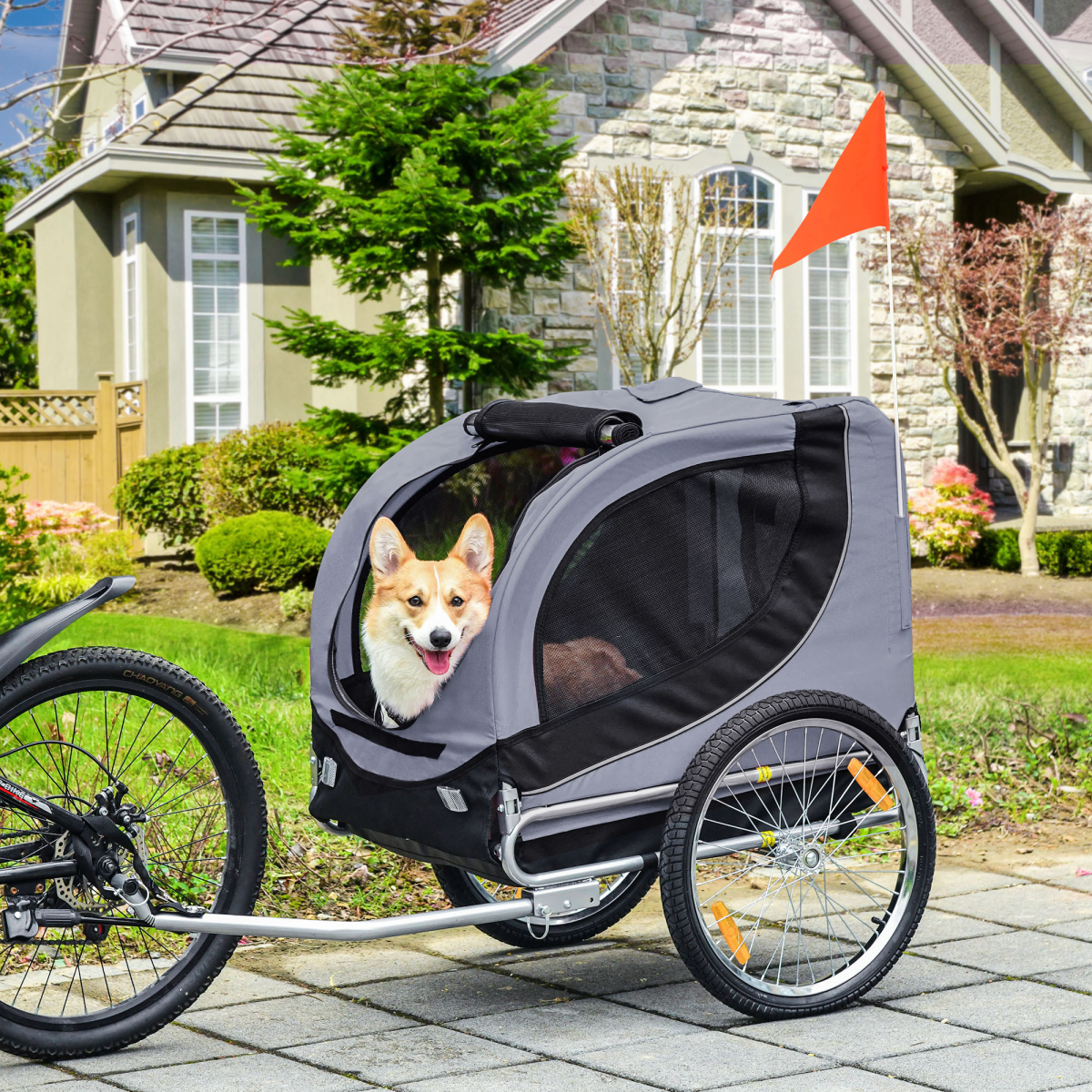 Pet Bike Trailer: Water-Resistant Steel Frame, 30kg Capacity