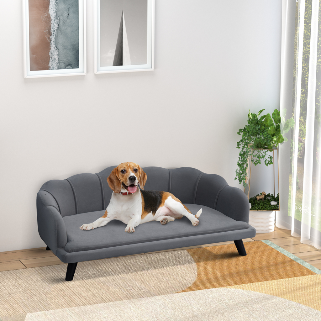 PawHut Dog Sofa Bed with Legs - For Medium to Large Dogs, Grey