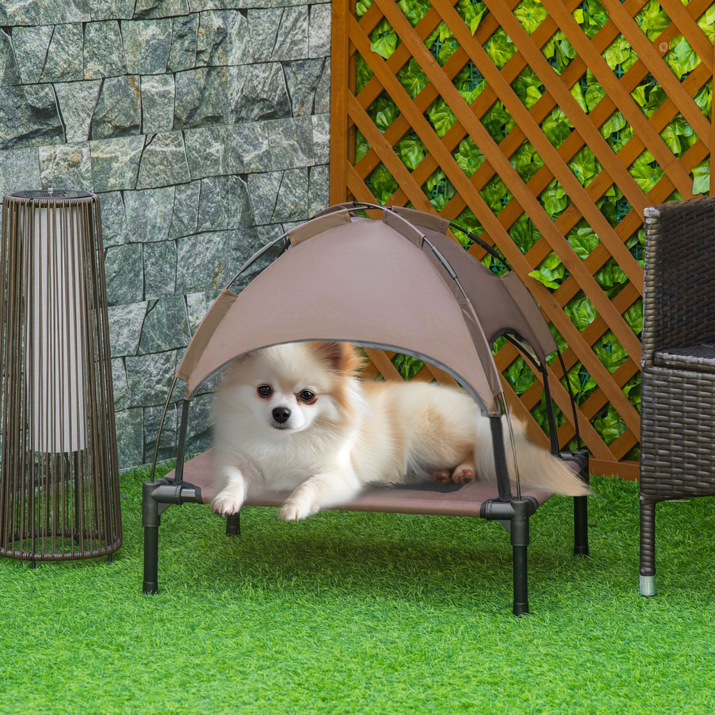 61 cm Elevated Dog Bed with Canopy Tent - Outdoor Portable Shelter