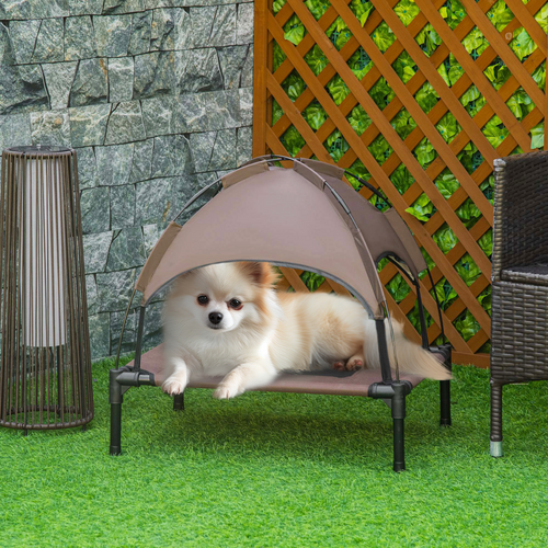 61 cm Elevated Dog Bed with Canopy Tent - Outdoor Portable Shelter