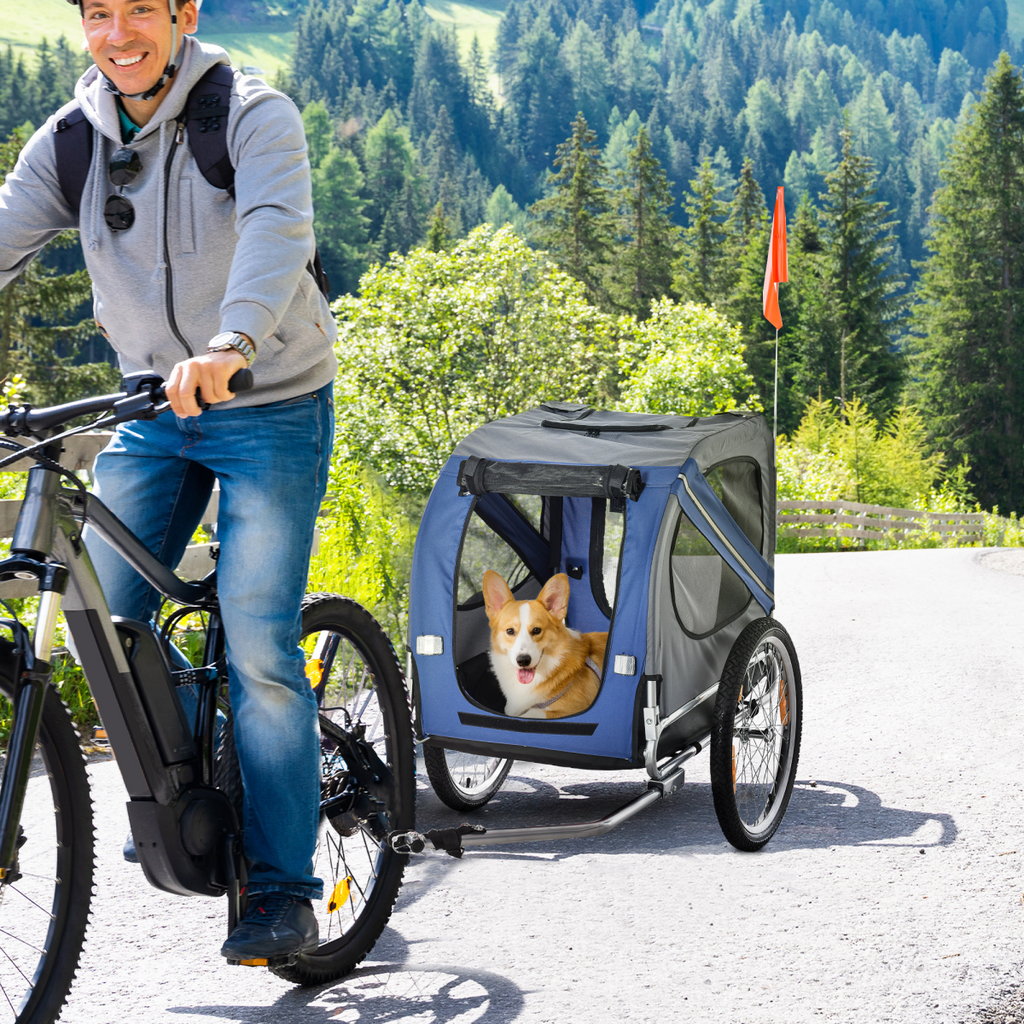 Blue Pet Bicycle Trailer: Dogs & Cats, Water-Resistant, 20-Inch Wheels, Hitch