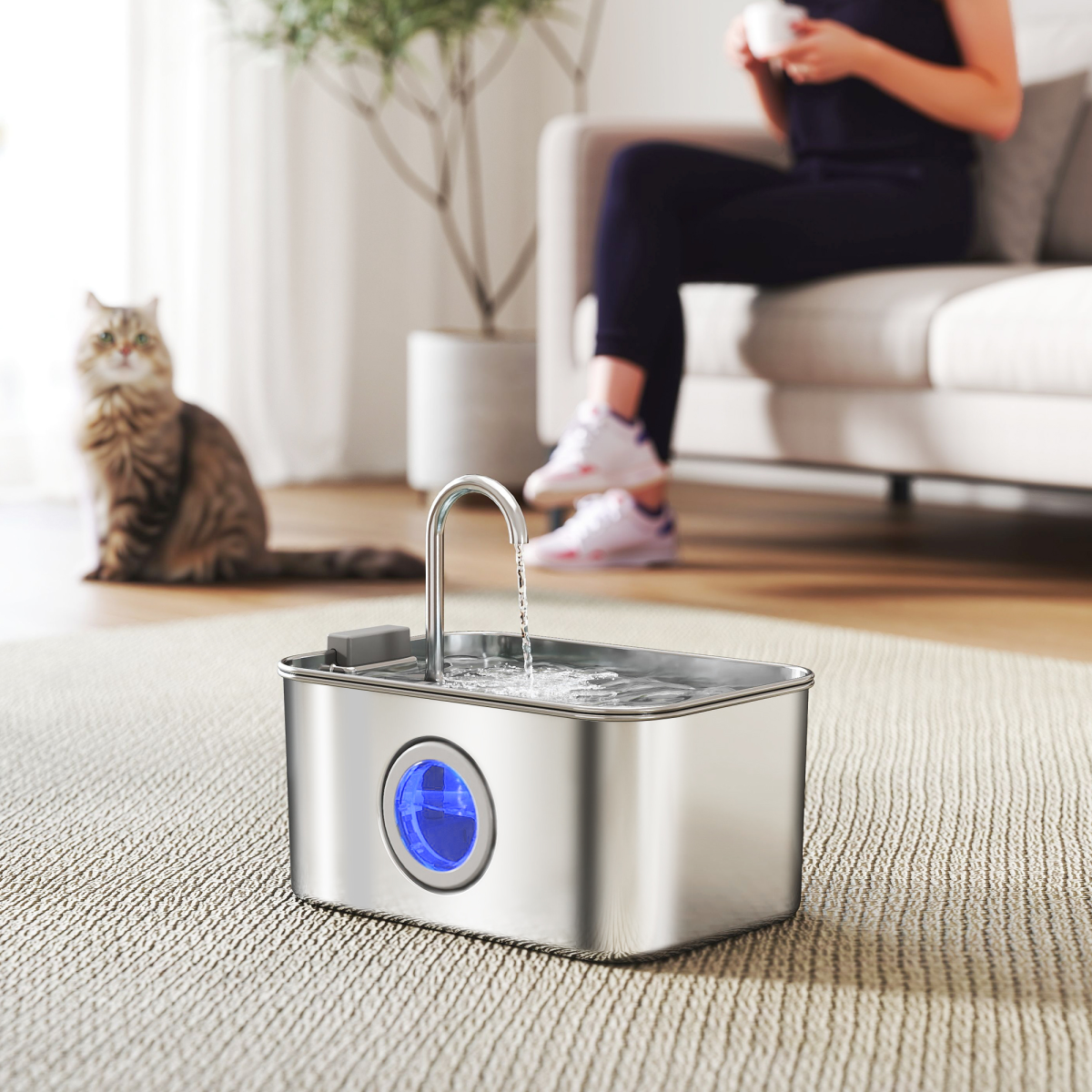 PawHut 3.2L Cat Water Fountain - Stainless Steel, Ultra-Quiet