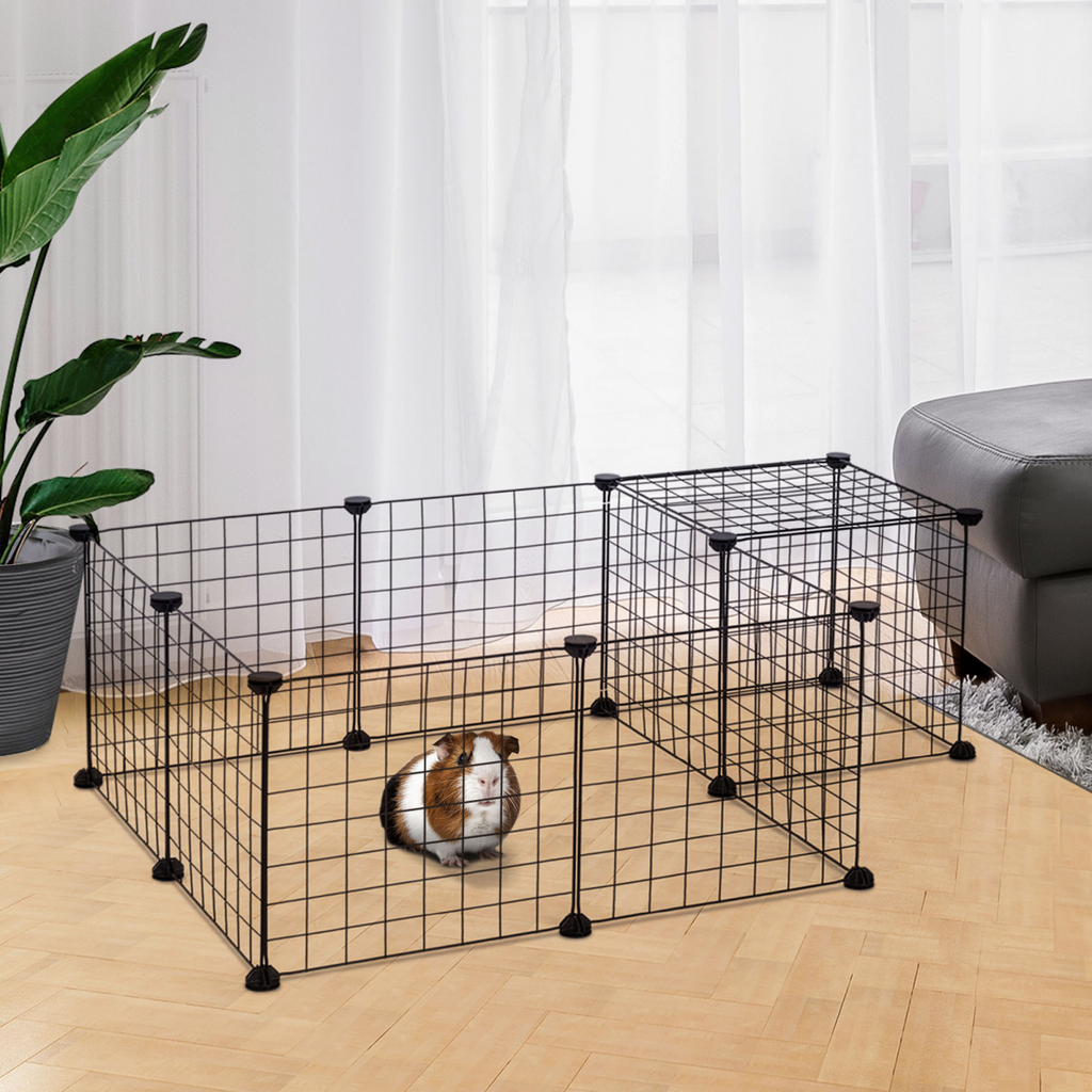 DIY Metal Pet Playpen - 12-Panel Cage for Small Animals (Black)