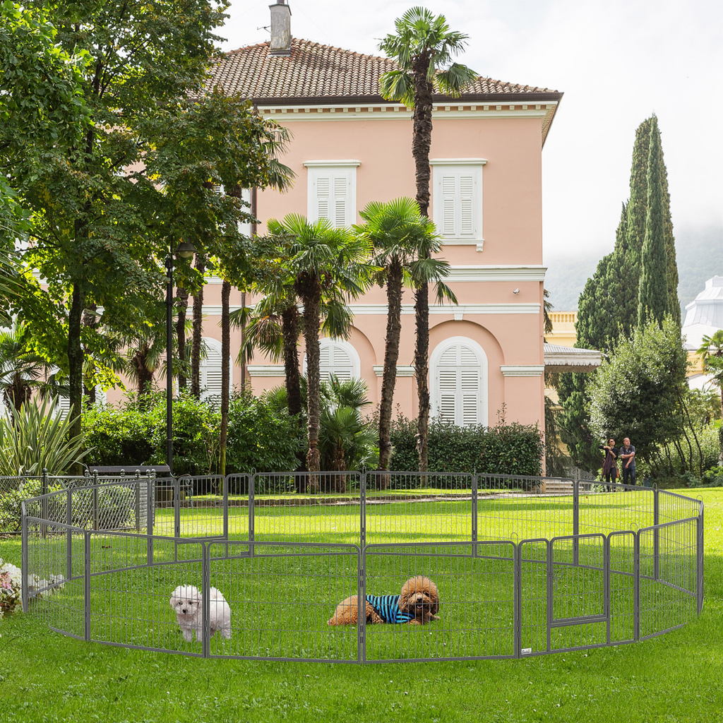 Heavy-Duty 16-Panel Dog Playpen, 2 Doors, 60 cm High, Indoor/Outdoor