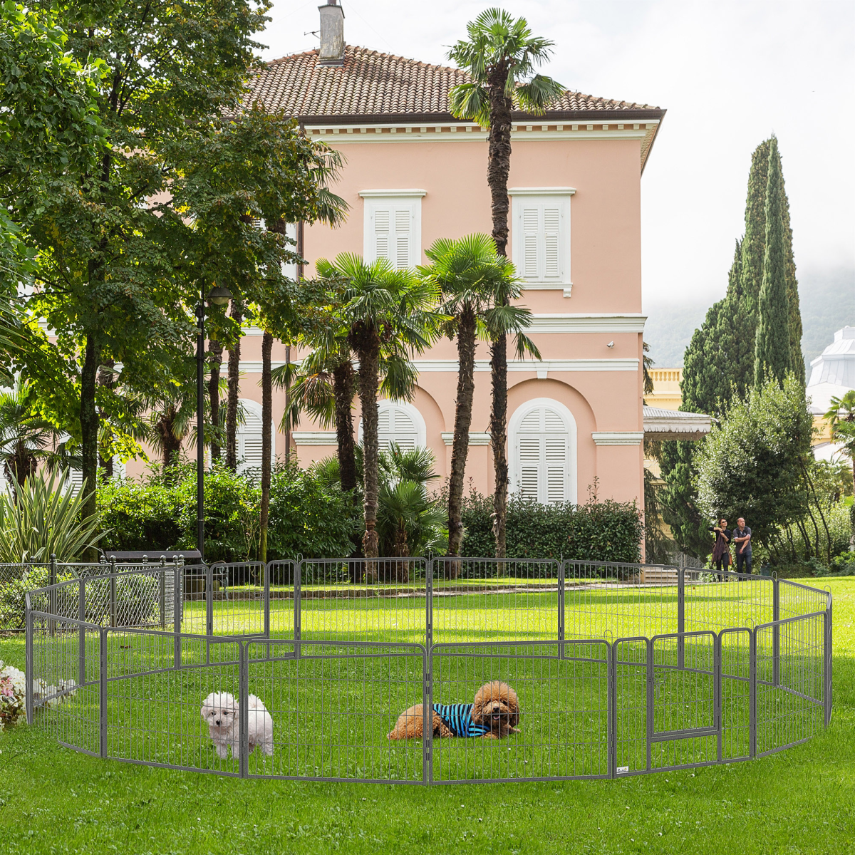 Heavy-Duty 16-Panel Dog Playpen, 2 Doors, 60 cm High, Indoor/Outdoor