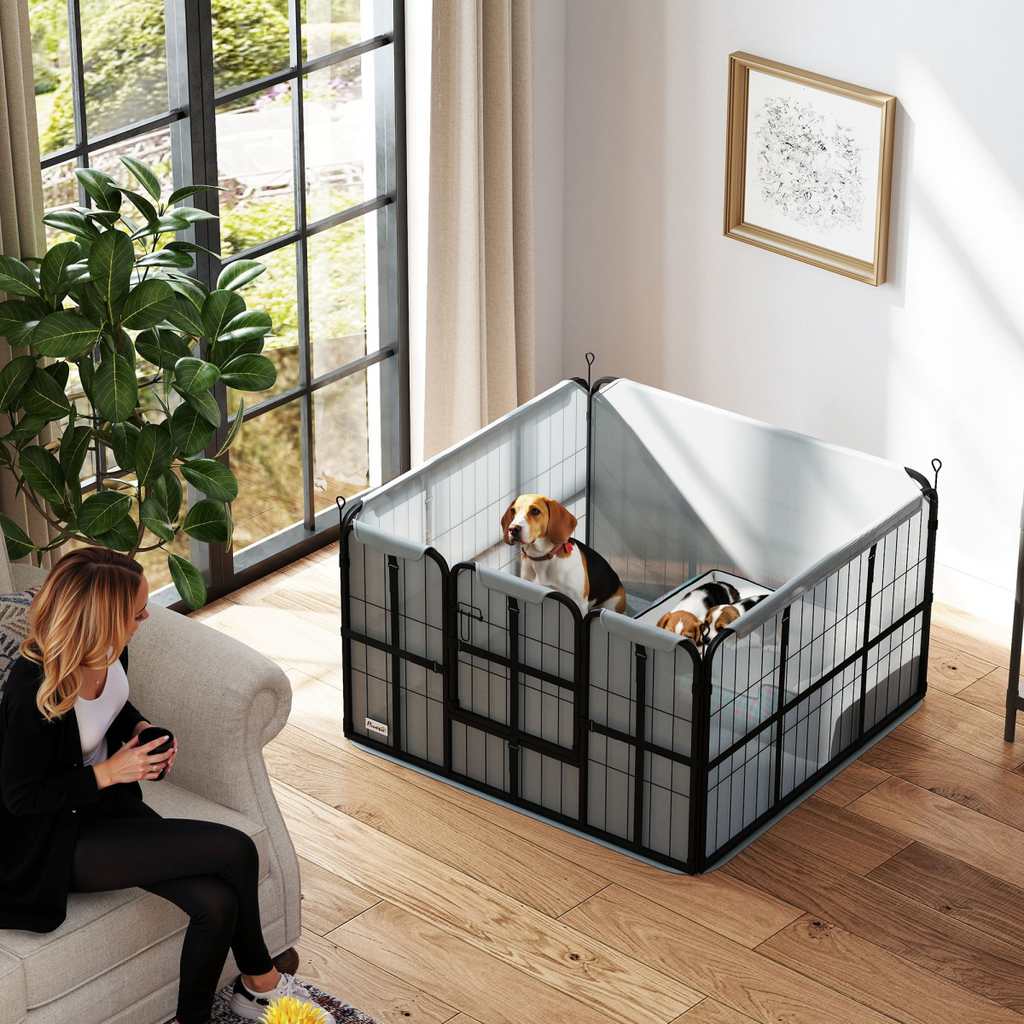 PawHut Whelping Box for Dogs: Washable Pee Pad, Windproof Cloth, Black