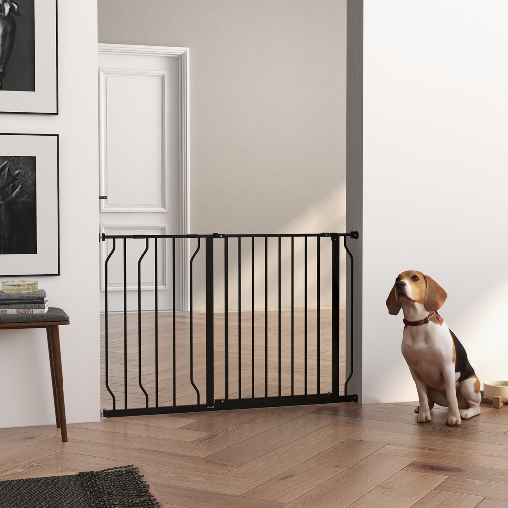 PawHut Wide Stair Dog Gate - Pressure-Fit, 75-115 cm, Black
