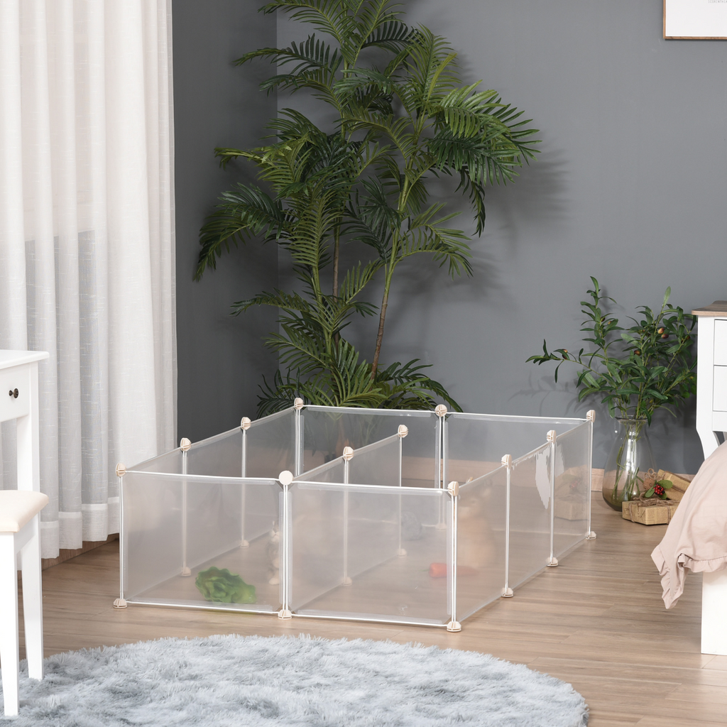 Pawhut DIY 12-Panel Pet Playpen Cage for Rabbits, Chinchillas & Guinea Pigs