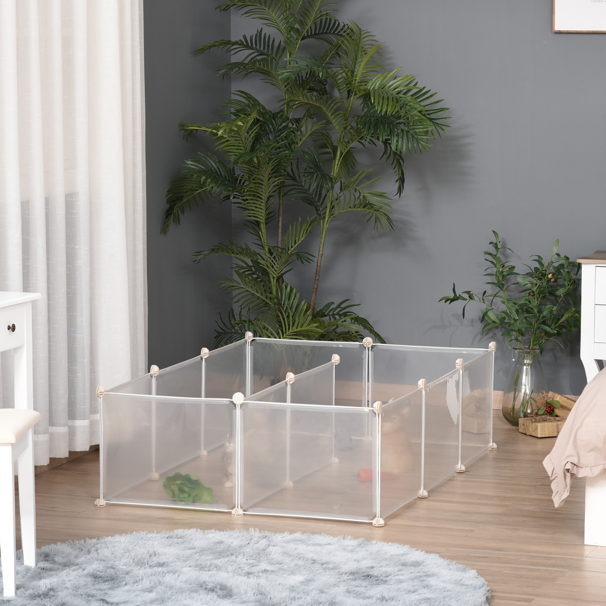 Pawhut DIY 12-Panel Pet Playpen Cage for Rabbits, Chinchillas & Guinea Pigs