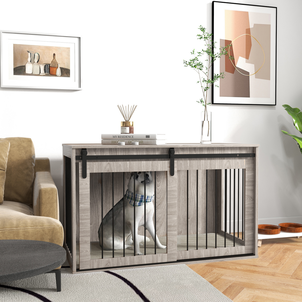 PawHut XL Dog Crate Furniture with Removable Cushion - Brown