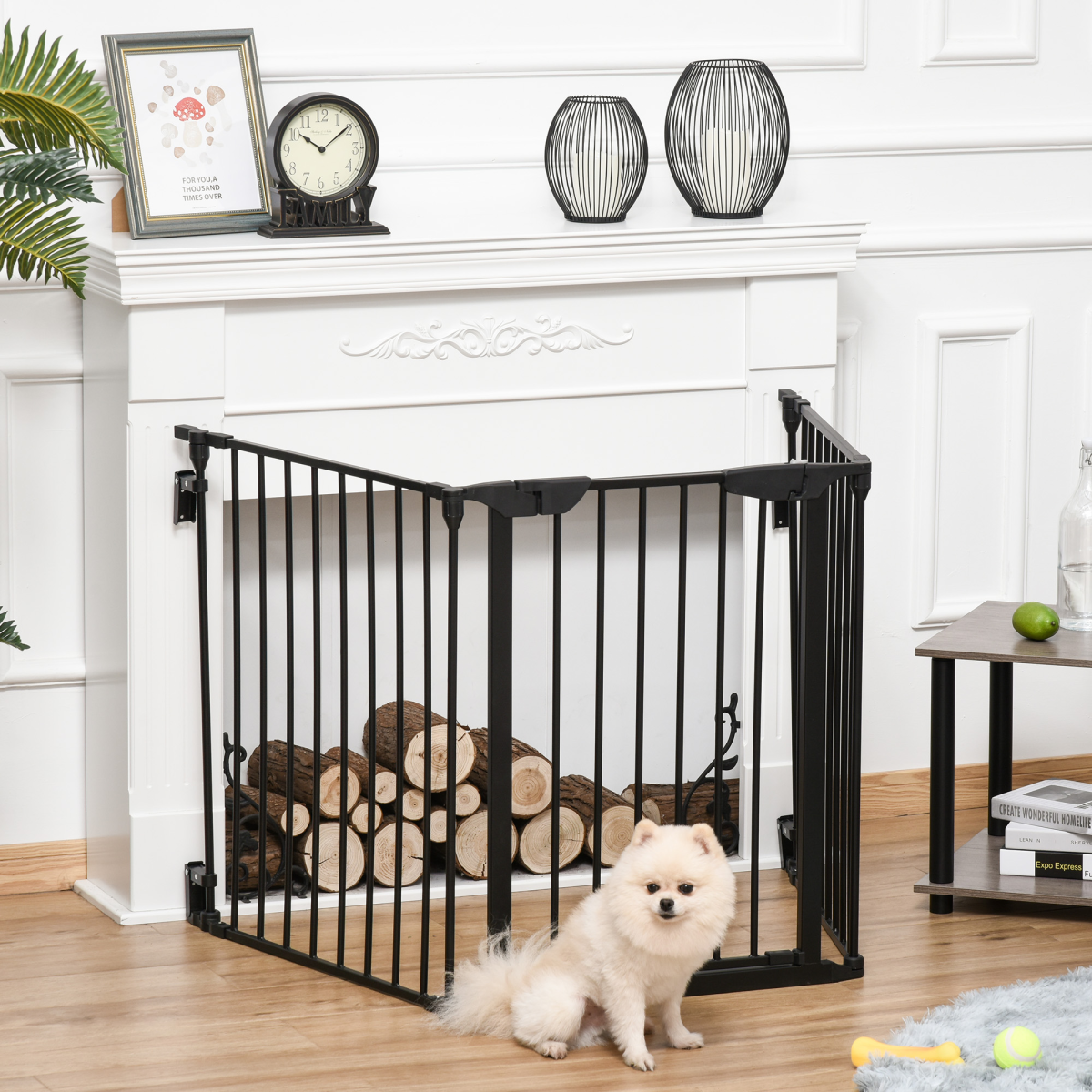3-Panel Pet Gate & Playpen for Indoor Stairs - Walk-Through Door, Black