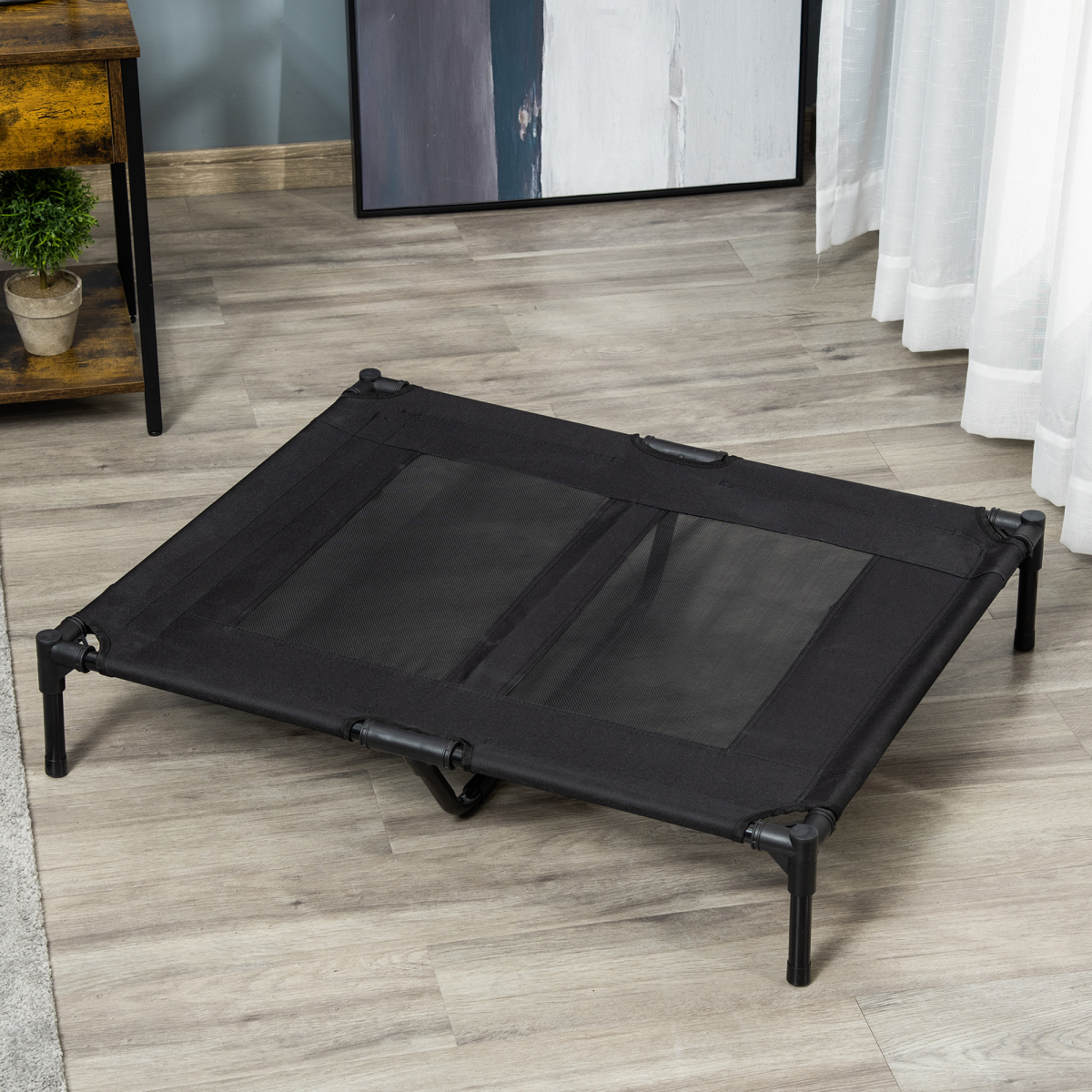 PawHut Large Portable Elevated Pet Cot Bed for Dogs & Cats Black