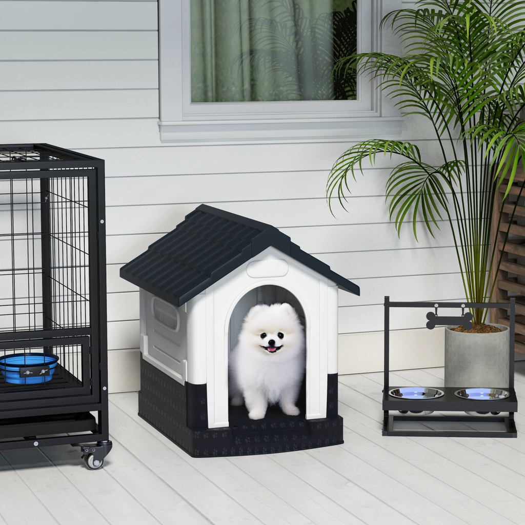 PawHut Outdoor Dog Kennel (XS) Grey, 66x64.5x57 cm, Elevated, Water-Resistant