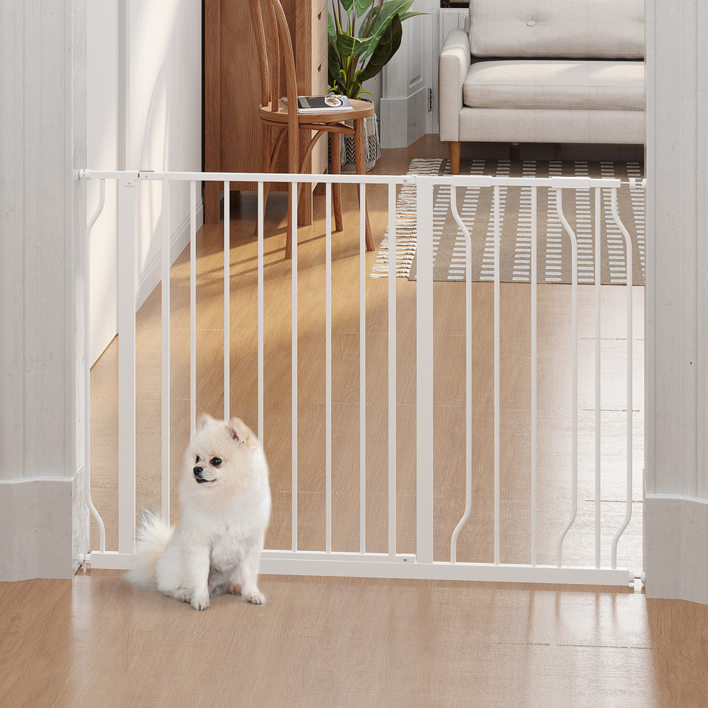 PawHut Adjustable Stair Gate, 75-115W cm, Door-Pressure Fit, White