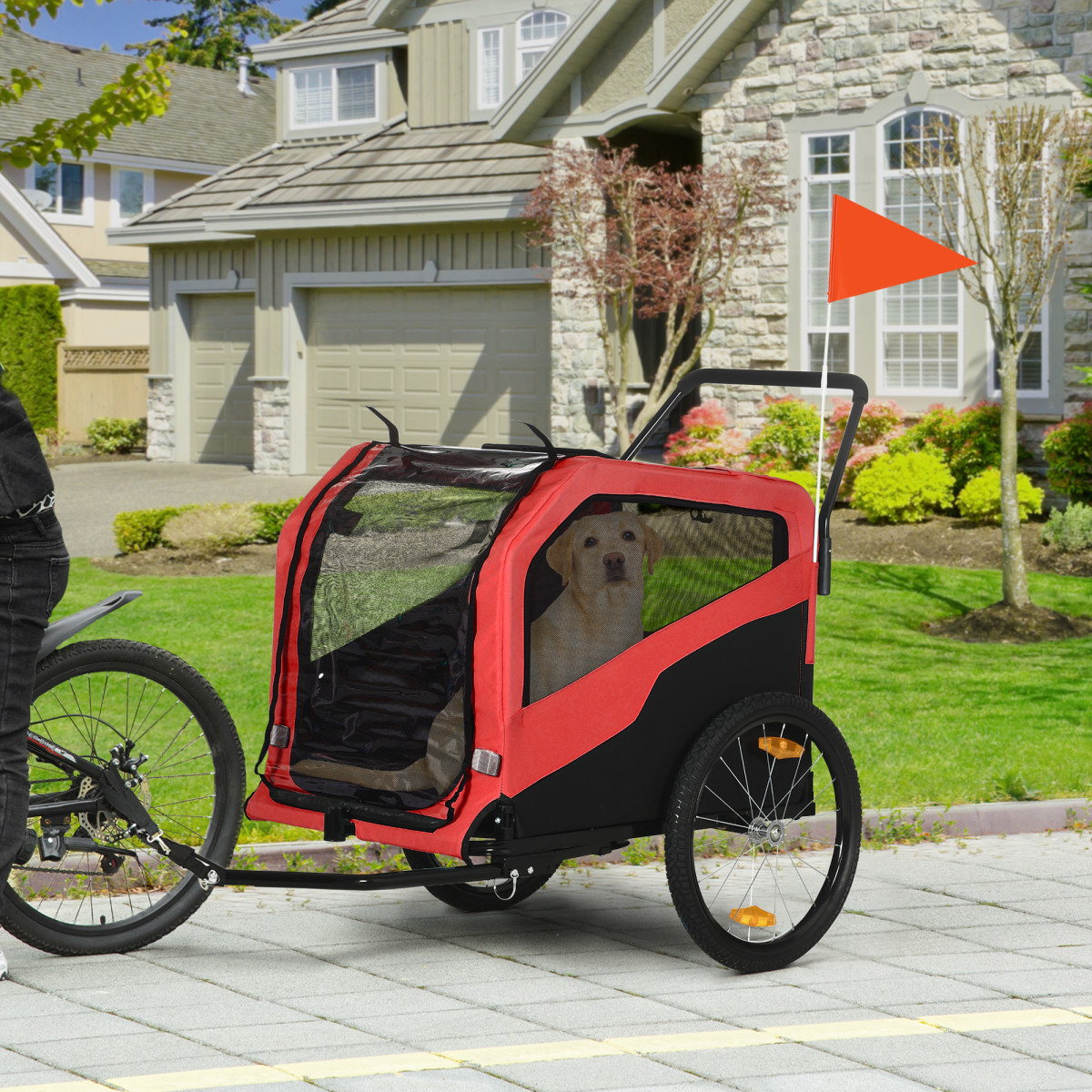 2-in-1 Dog Bike Trailer & Stroller for Large Dogs, Hitch-Ready, Red