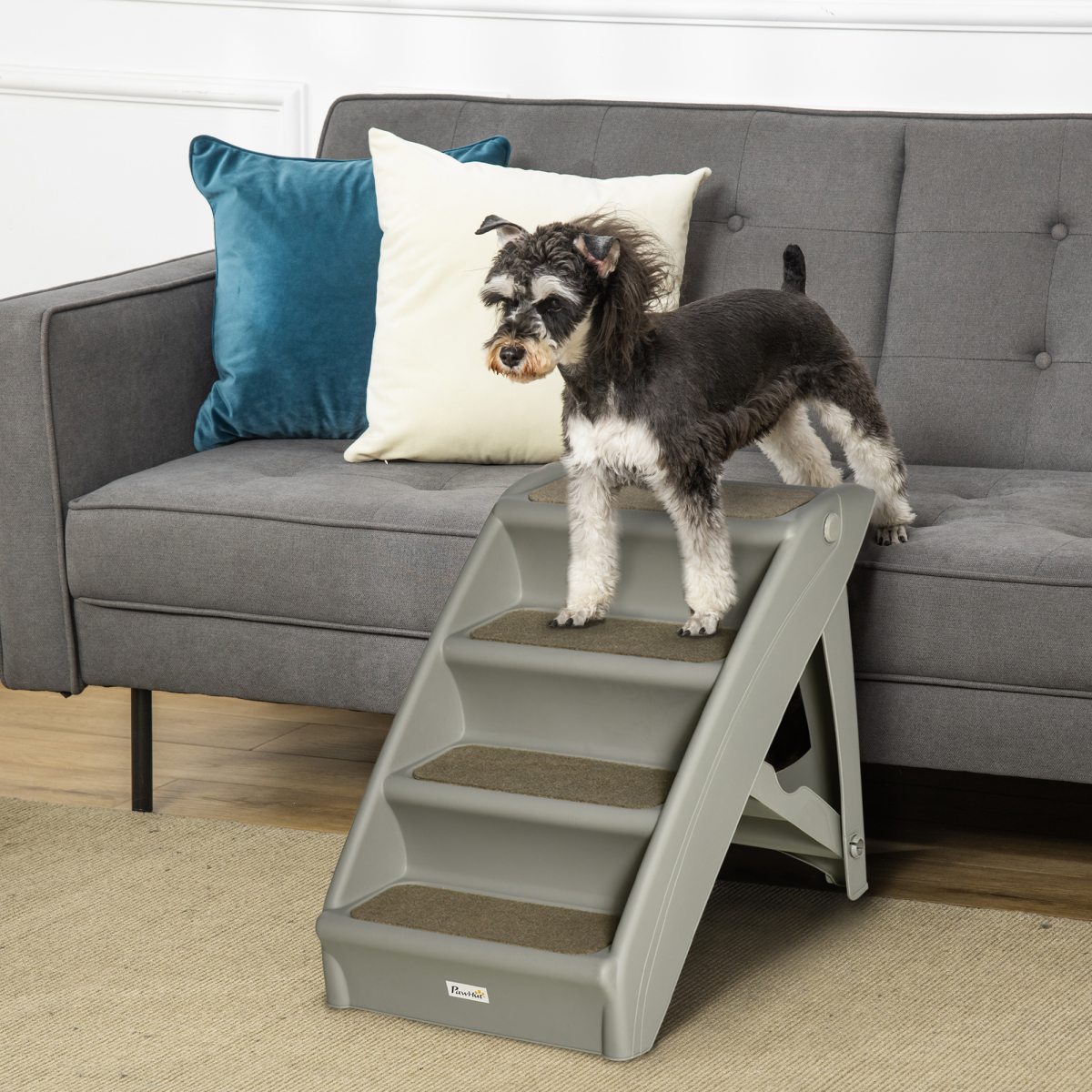 Portable Non-Slip Pet Steps for Bed & Sofa - Grey