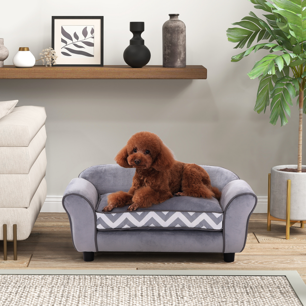 XS Dog Sofa Bed with Removable Cushion - Grey, Plush & Safe