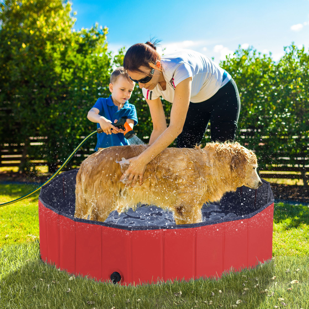 Pawhut 120cm Foldable Pet Paddling Pool - Indoor/Outdoor, Easy Clean