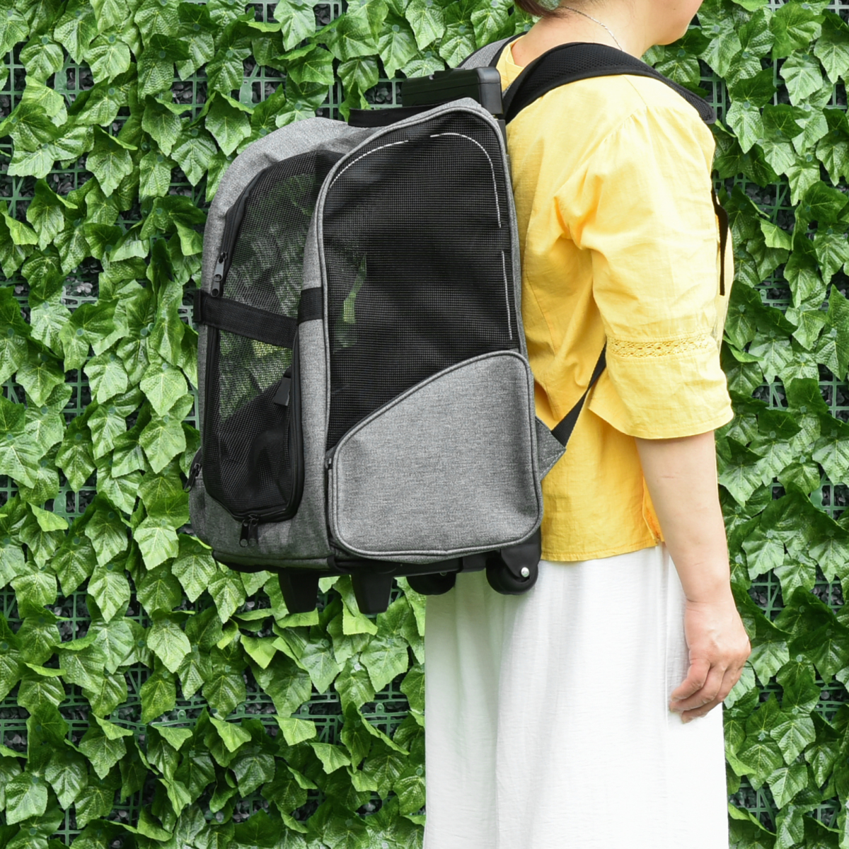 2-in-1 Pet Travel Backpack & Trolley Carrier, Grey