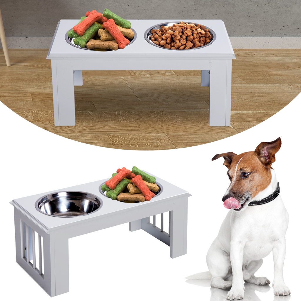 Raised Pet Feeder: Elevated Stainless Steel Double Bowls with Anti-Slip Base