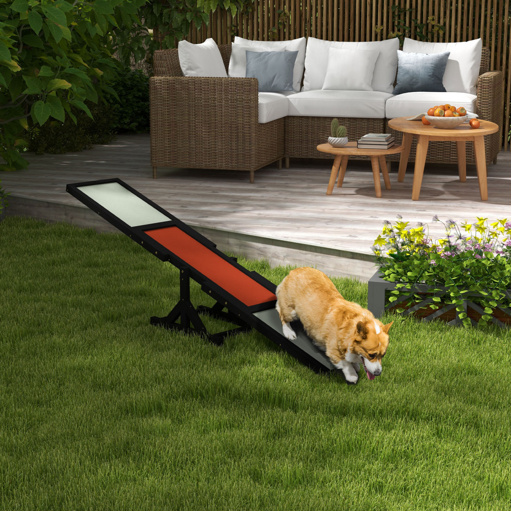 PawHut Black Wooden Seesaw for Large Dogs - Anti-Slip, Outdoor-Ready