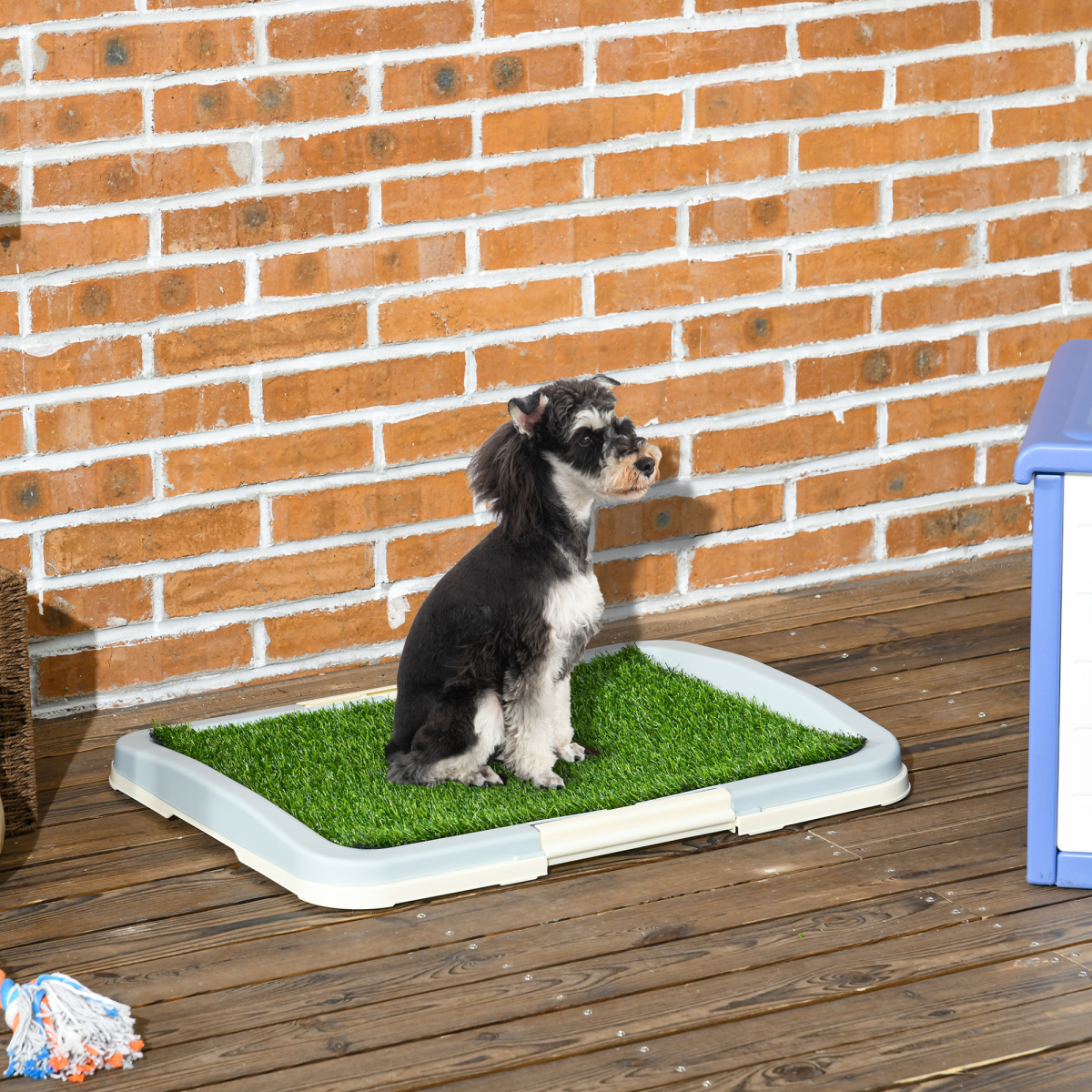 PawHut Indoor Dog Toilet with Grass, Grid Panel & Tray, 63x48.5cm