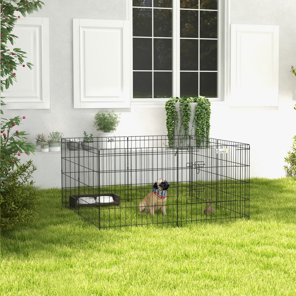 PawHut 24-Inch Pet Dog Playpen - Eight-Panel Metal Fence, Portable Run