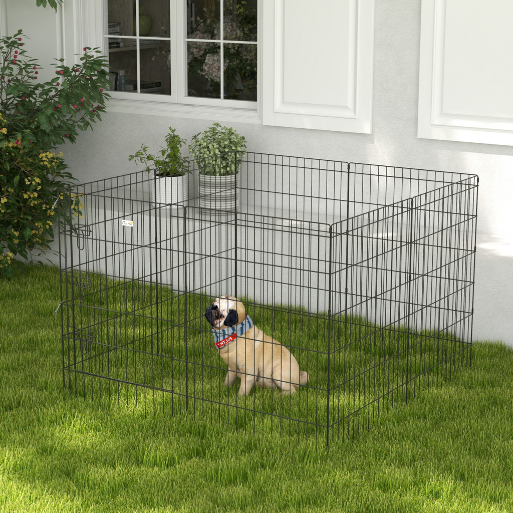 PawHut 8-Panel DIY Dog Pen with Secure Door, Indoor/Outdoor, 91cm High