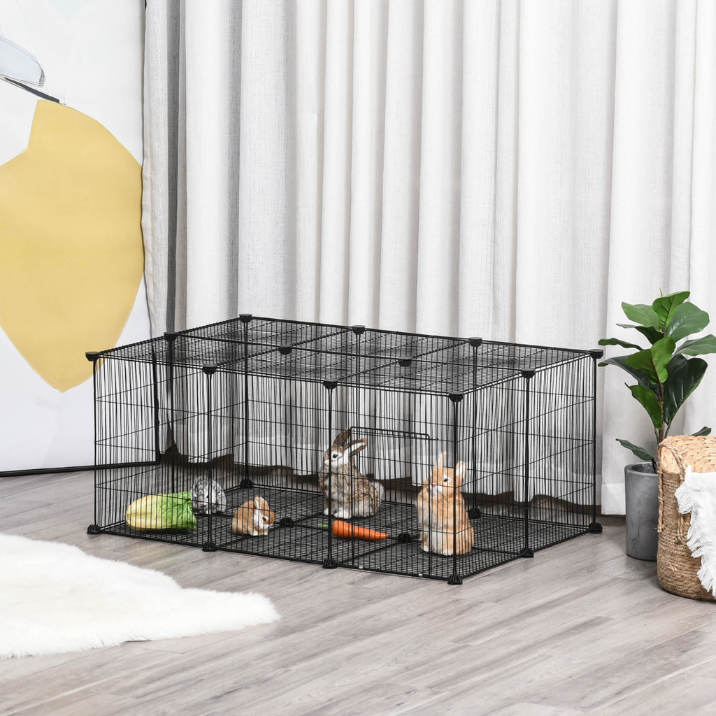 DIY Pet Playpen: 22-Piece Cage with Door for Rabbits, Chinchillas & Guinea Pigs