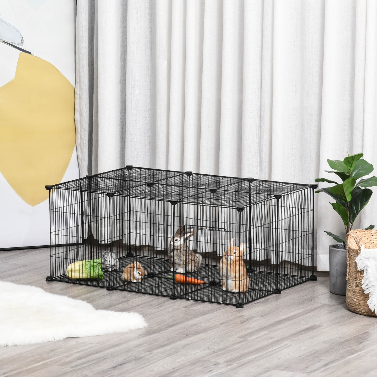 DIY Pet Playpen: 22-Piece Cage with Door for Rabbits, Chinchillas & Guinea Pigs