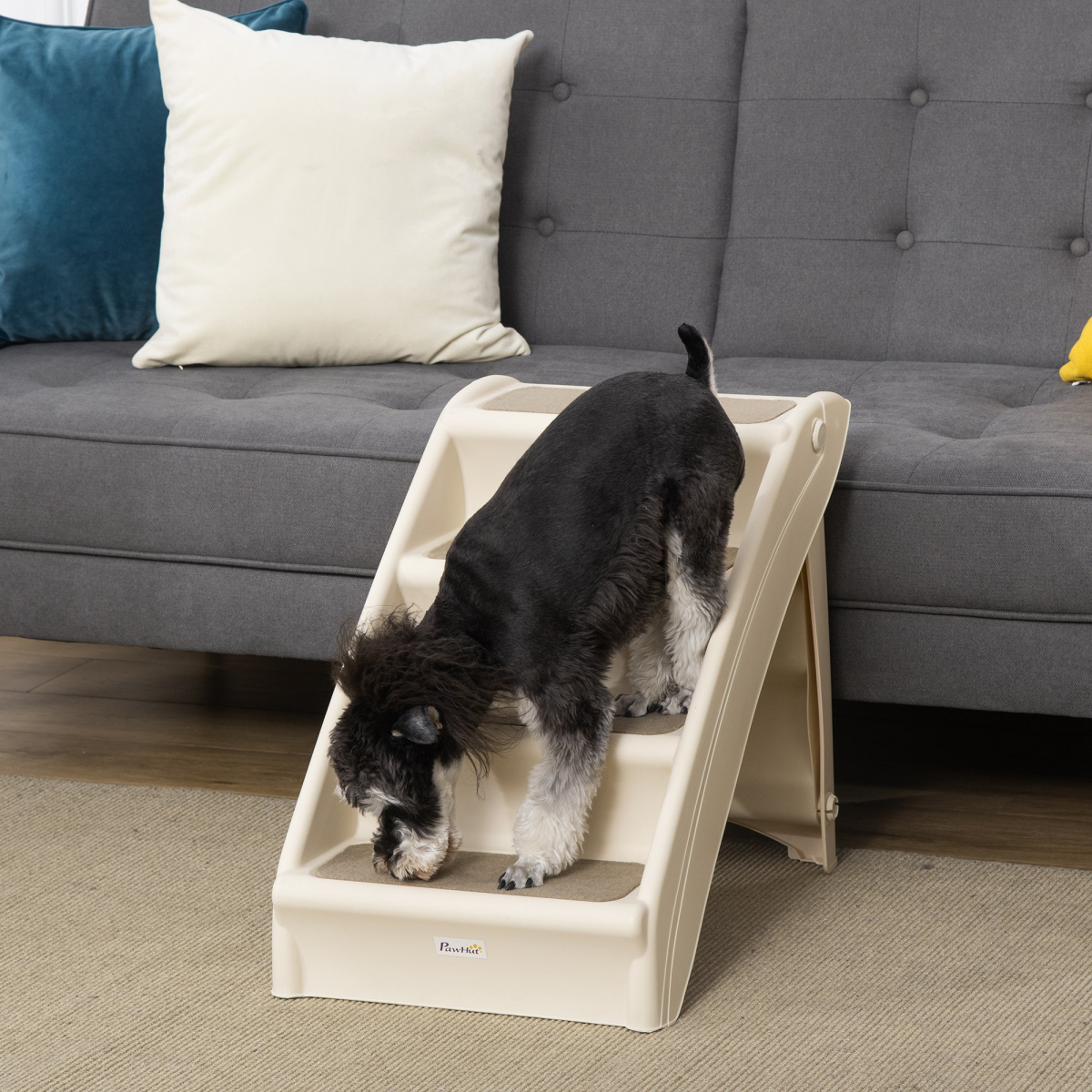 Portable Non-Slip Dog & Cat Steps for Bed & Sofa - Beige