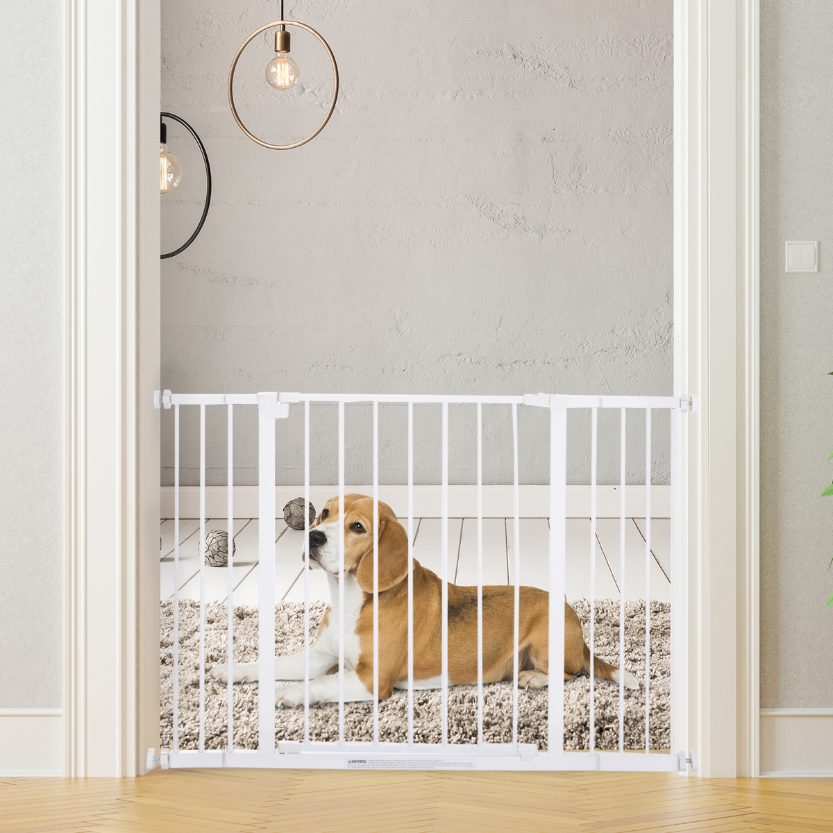 Expandable Pressure-Fit Dog Gate for Stairs - 76-107cm, White