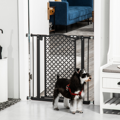 74-80 cm Pet Safety Gate - Auto-Close, Pressure-Fit, Double Locking, Black