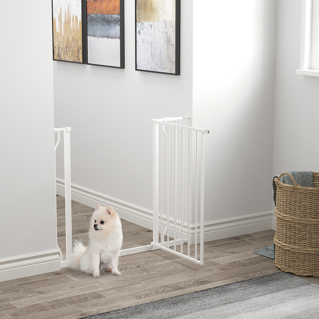 PawHut Wide Stair Gate, Pressure-Fit, 75-95cm, White