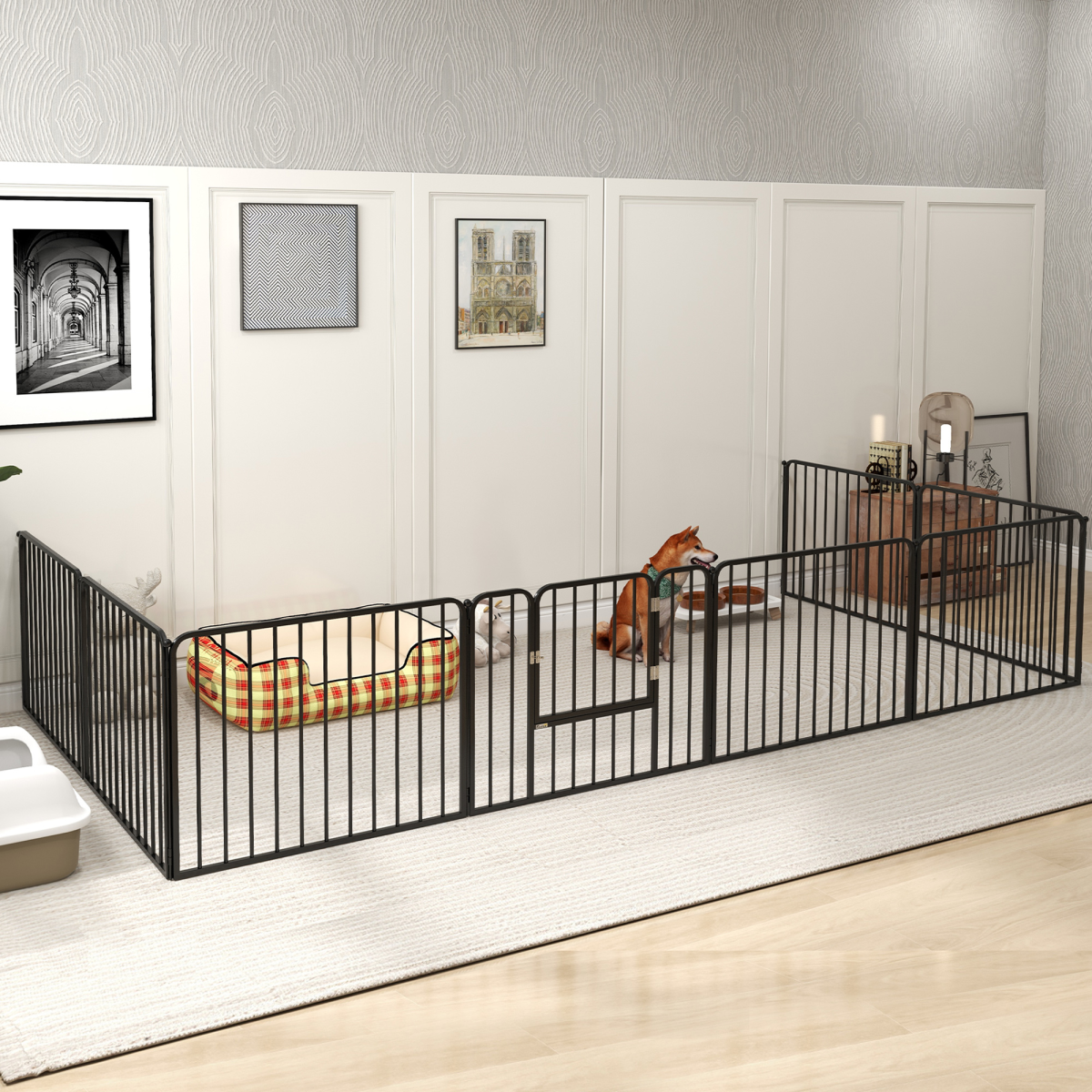 PawHut 60cm Heavy-Duty 8-Panel Dog Playpen for Small Dogs