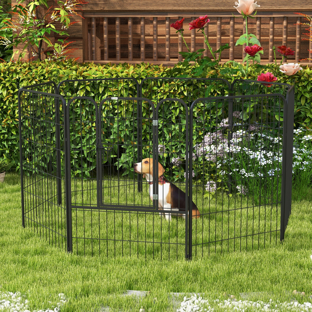 8-Panel Foldable Metal Pet Playpen for Medium & Large Dogs - Indoor/Outdoor