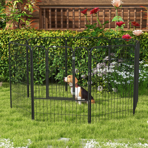 8-Panel Foldable Metal Pet Playpen for Medium & Large Dogs - Indoor/Outdoor