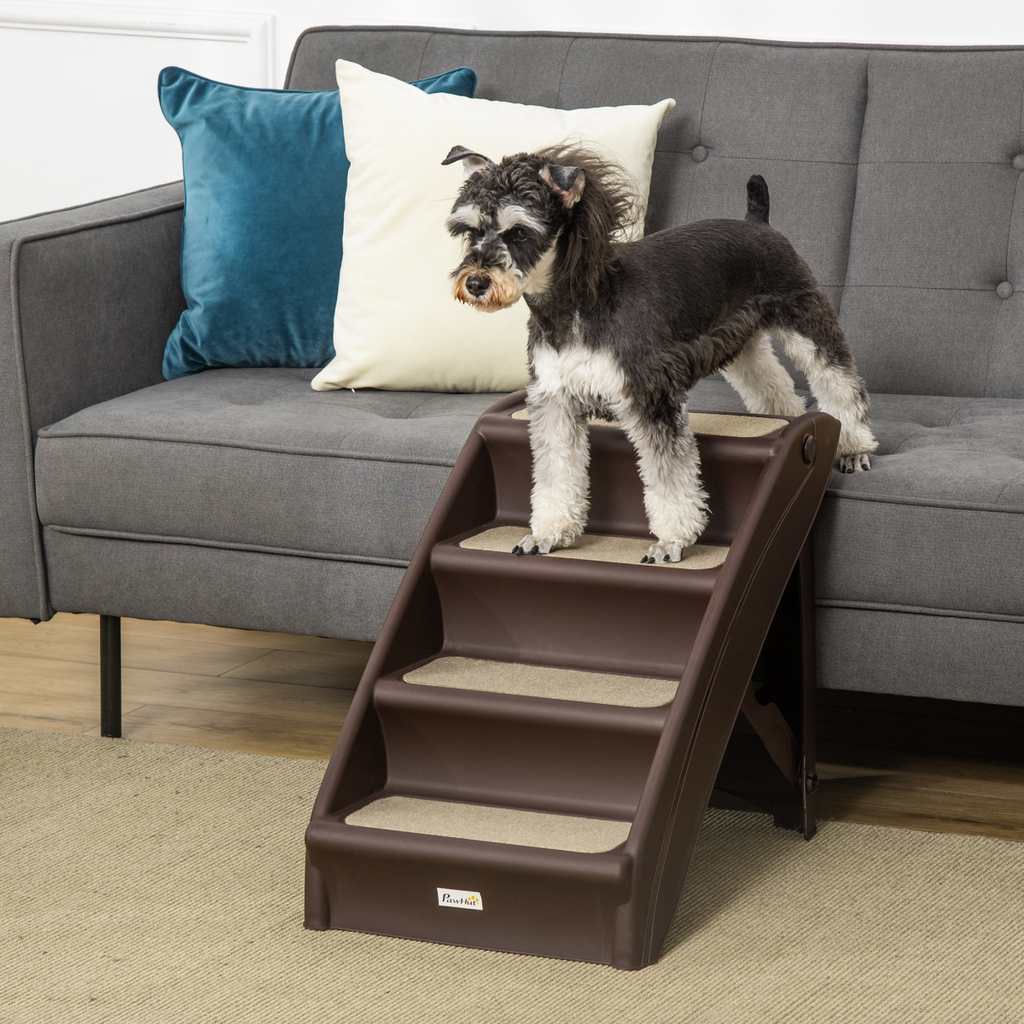 Portable Non-Slip Pet Steps for Bed & Sofa - Easy Access for Cats & Dogs, Brown