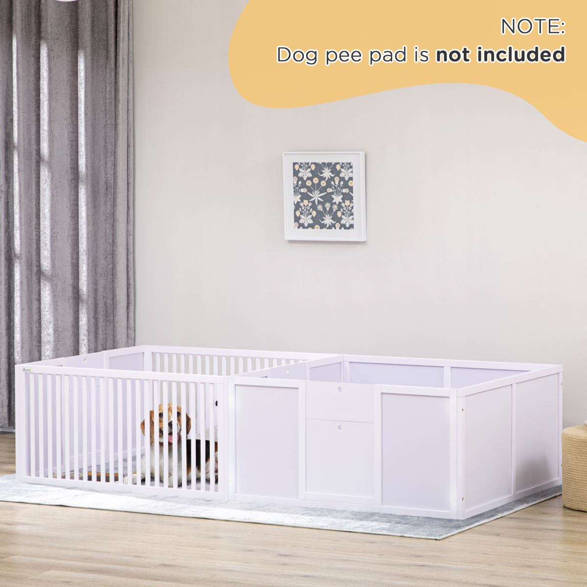 7-Panel Indoor Puppy Pen with 3 Doors, Dual-Room Design