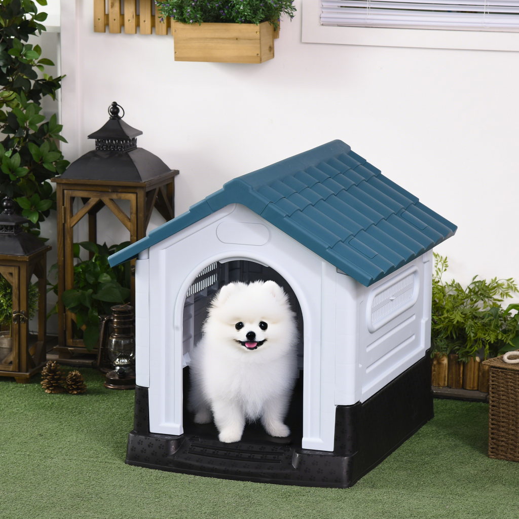 Weatherproof Outdoor Plastic Dog Kennel for XS Dogs 64.5 x 57 x 66 cm