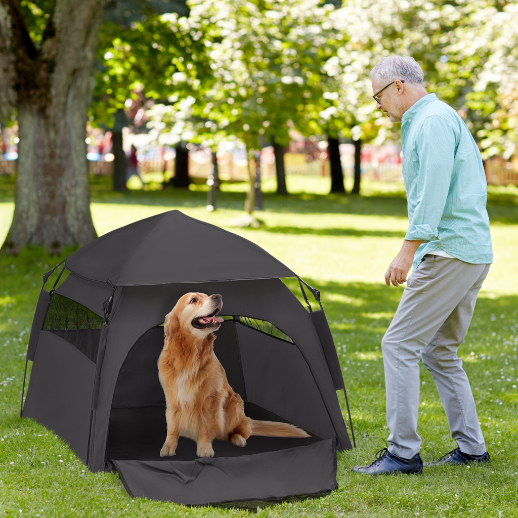 PawHut Foldable Pet Tent with Waterproof Oxford Fabric & Carry Bag - Grey