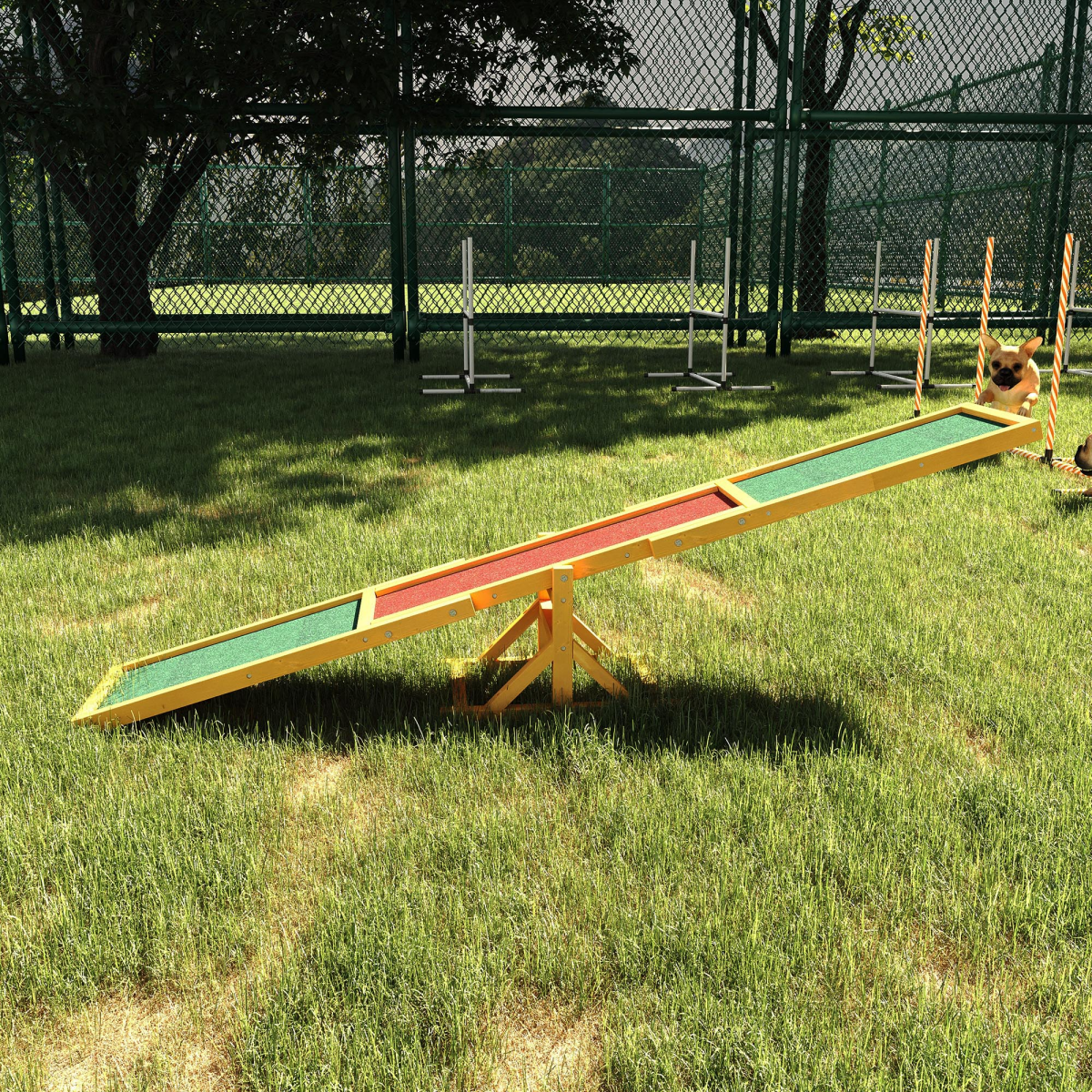 Pawhut Wooden Seesaw for Dogs - Training & Agility Toy, Non-Slip Surface