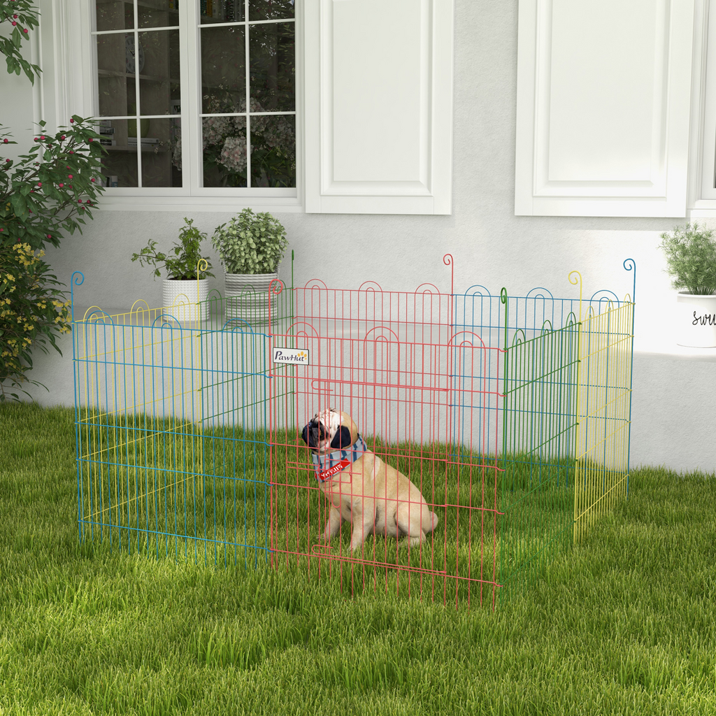 PawHut 6-Panel Pet Playpen with Door - Shape Options (Oct/Sq/Tri), Metal